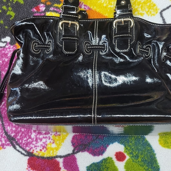 DOONEY & BOURKE 1975 Black Patent Chiara bag EUC - Picture 2 of 5